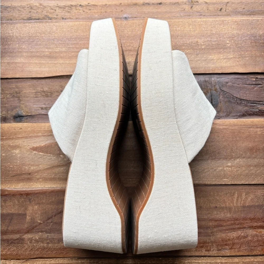 & Other Stories Canvas Cream Platform Mules Chunky Sole Size 38 / US 7